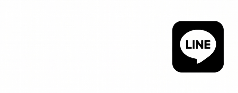 LINE app icon: black rounded square with a white speech bubble containing the word LINE